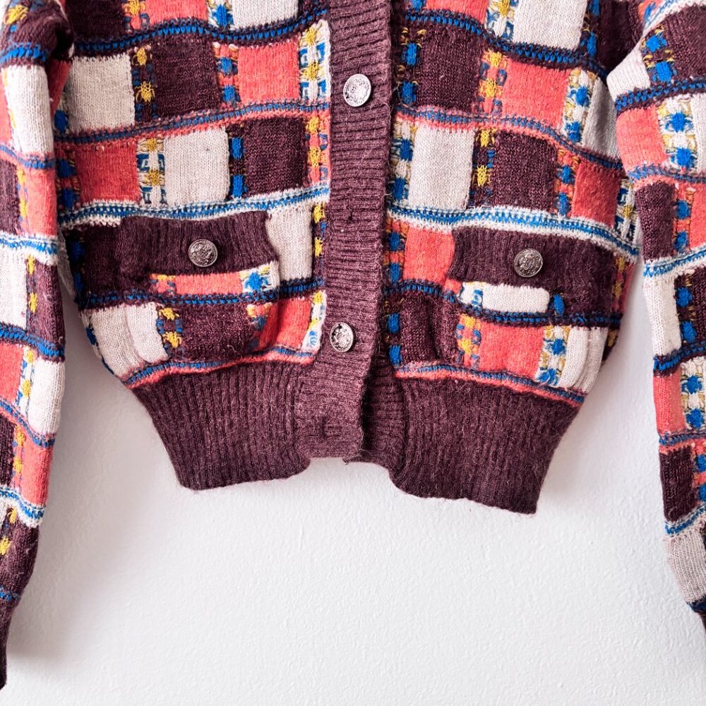 CHANEL Brown Multi Check Cashmere Blend Cardigan - Picture 4 of 9